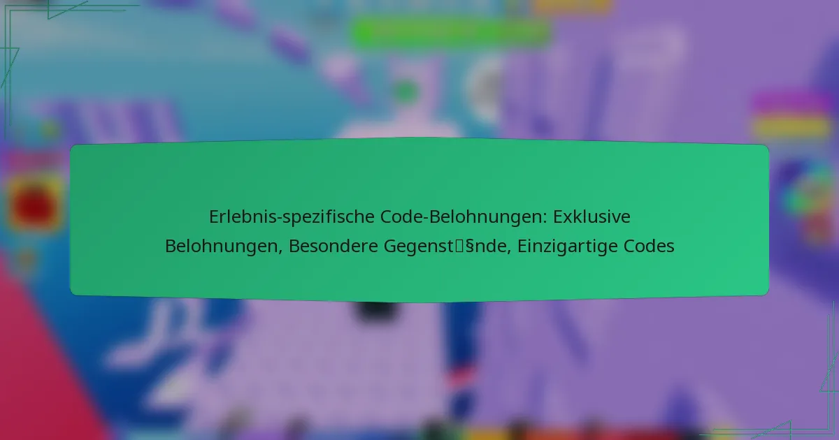 Erlebnis-spezifische Code-Belohnungen: Exklusive Belohnungen, Besondere Gegenstände, Einzigartige Codes