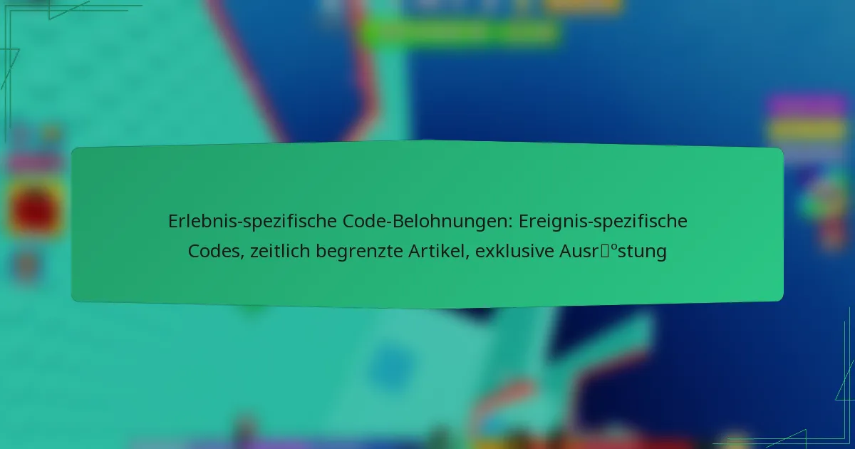 Erlebnis-spezifische Code-Belohnungen: Ereignis-spezifische Codes, zeitlich begrenzte Artikel, exklusive Ausrüstung