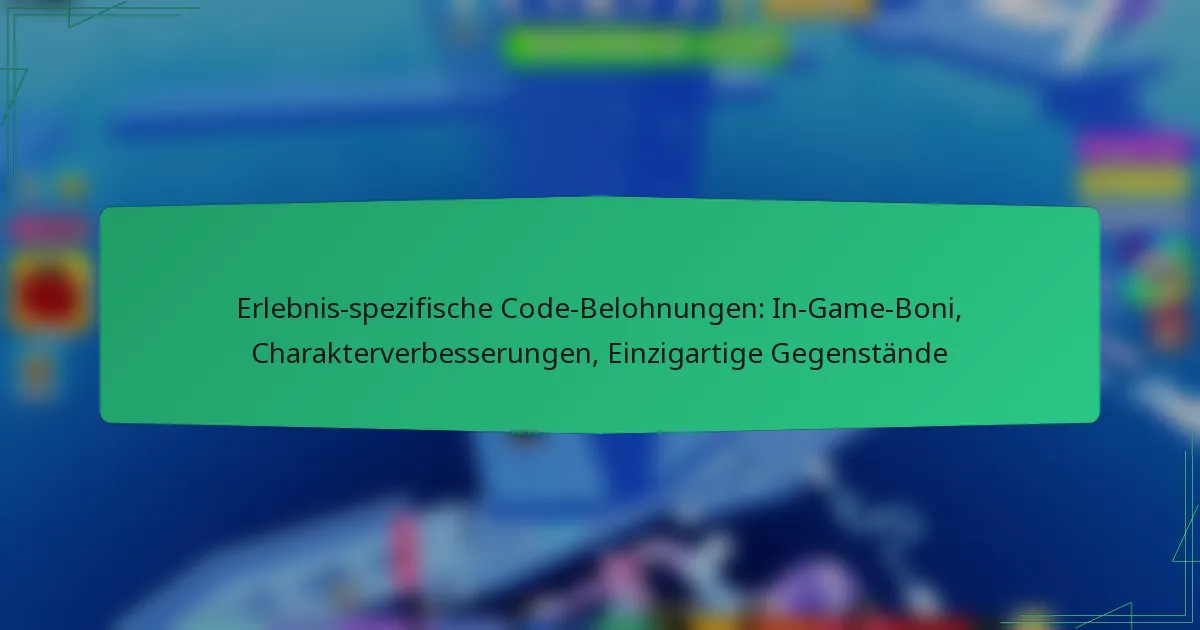 Erlebnis-spezifische Code-Belohnungen: In-Game-Boni, Charakterverbesserungen, Einzigartige Gegenstände