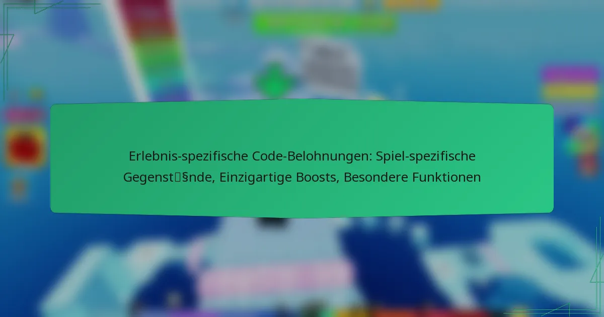 Erlebnis-spezifische Code-Belohnungen: Spiel-spezifische Gegenstände, Einzigartige Boosts, Besondere Funktionen